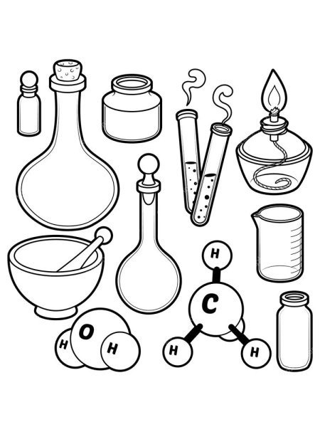 Колбы химические раскраска