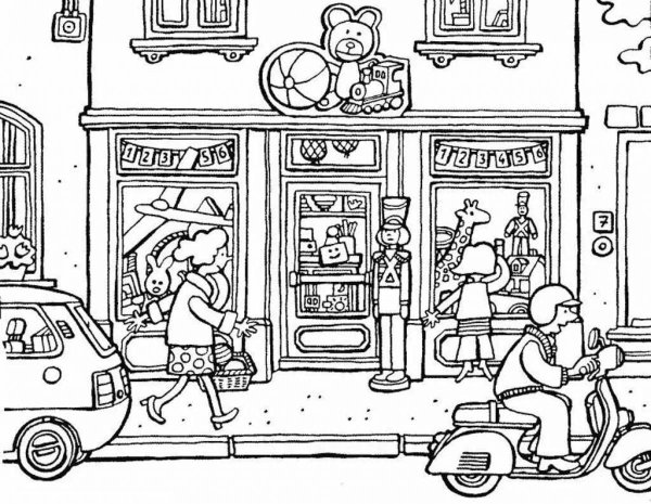 Витрина магазина раскраска