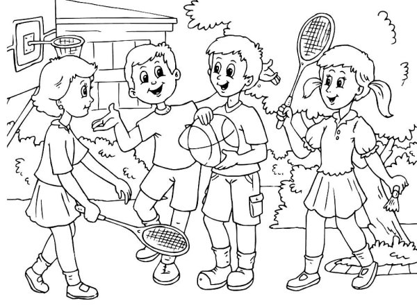 Раскраска дети играют