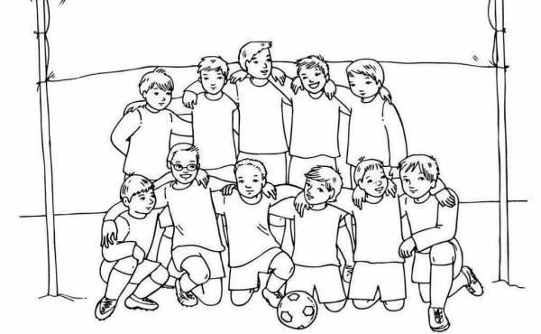 Команда футболистов раскраска