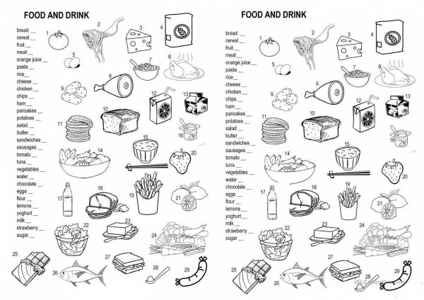 Еда на английском для детей задания