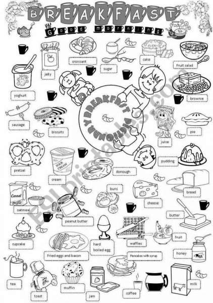 Еда разукрашка англ