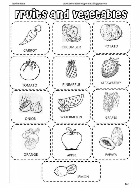 Овощи на английском языке для детей задания