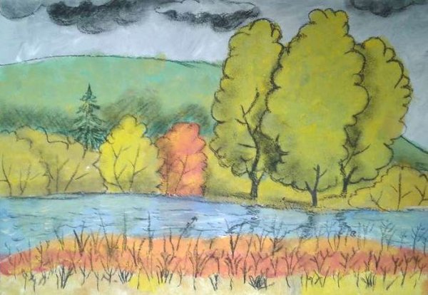 Уж небо осенью дышало рисунок к стихотворению