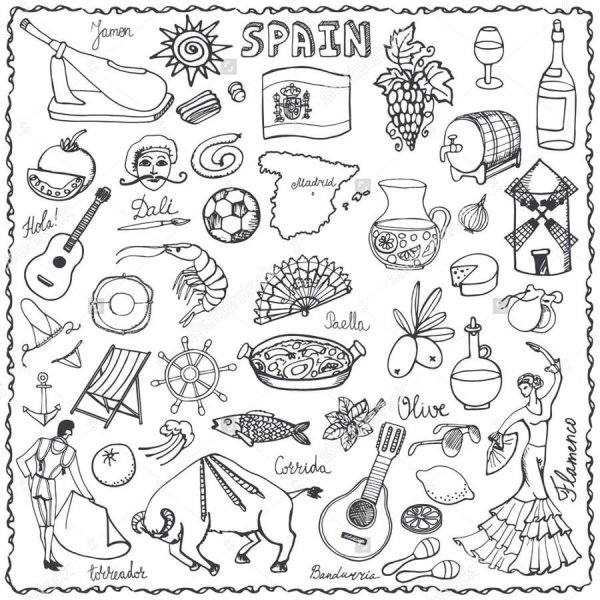 Символы Испании раскраска