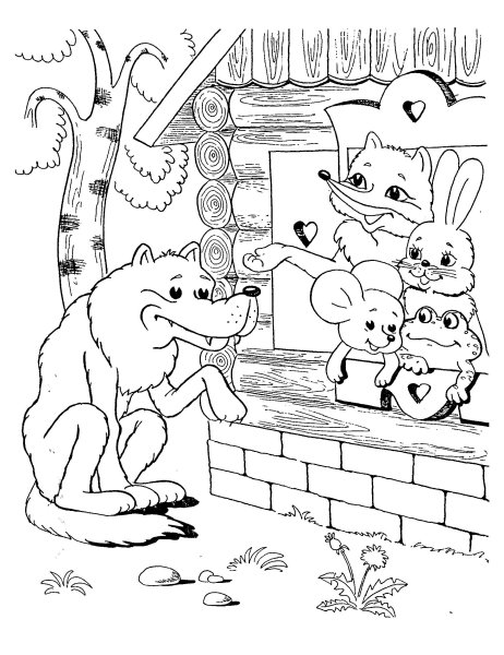 Раскраски из сказки Теремок для малышей