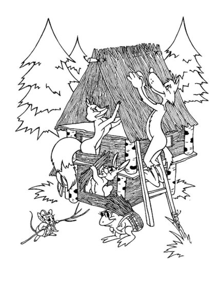 Терем-Теремок сказка иллюстрации для раскрашивания