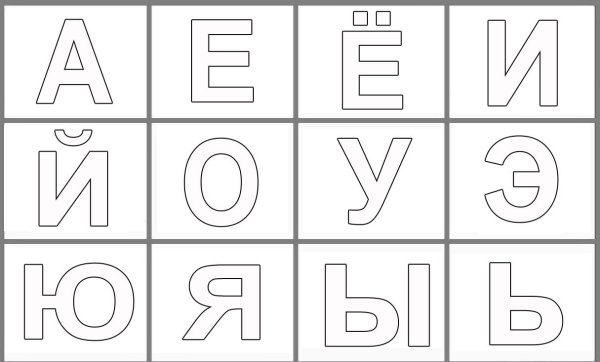 Трафареты гласных букв