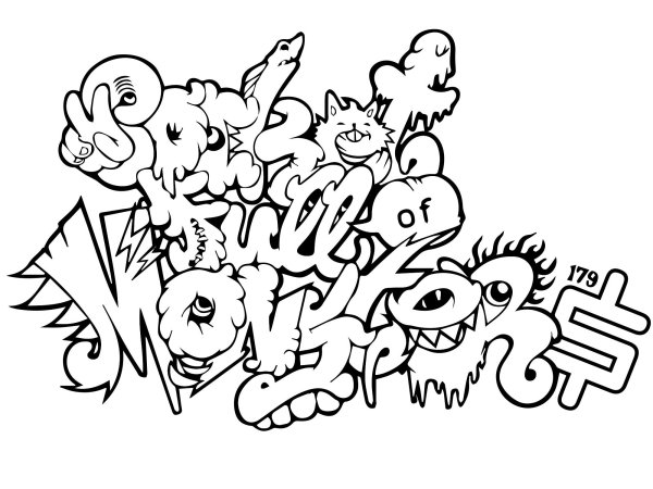 Картинки раскраски граффити