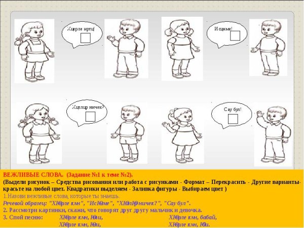 Рисунки на рисунке на тему вежливые слова