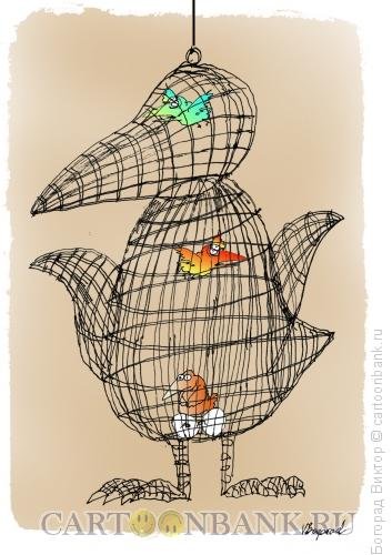 Птица в клетке карикатура
