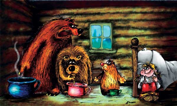 Карикатура Машенька и три медведя