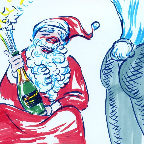 Пьяный дед Мороз карикатура