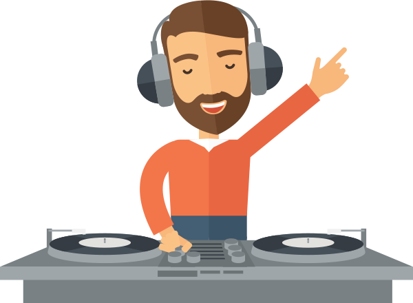 Ведущая и диджей карикатура