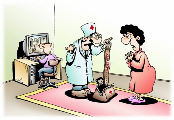 Ребенок и компьютер карикатура