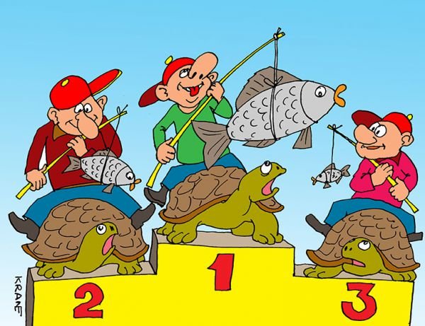 Рыба убегает карикатура