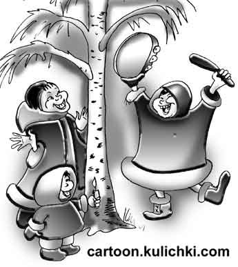 С бубном карикатура