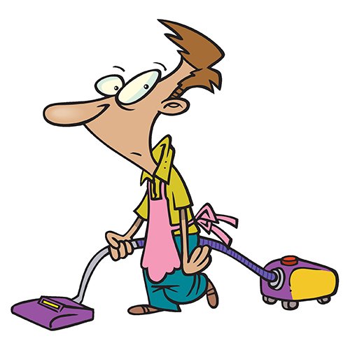 Карикатура уборки с пылесосом