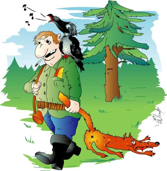 Охотник карикатура