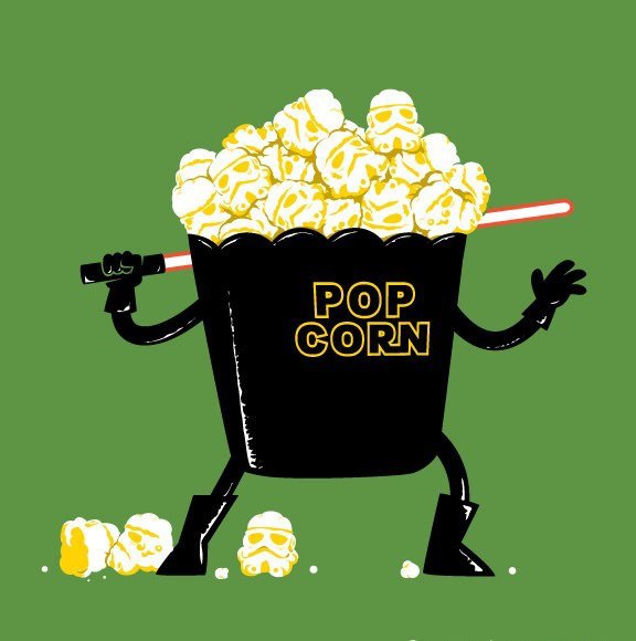Нарисованная девушка с попкорном