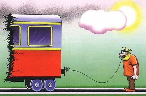 Бежать впереди паровоза карикатура