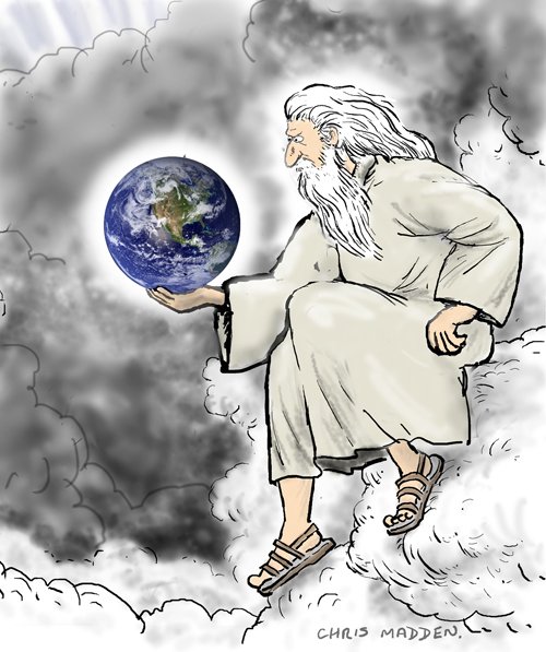 Бог на облаке карикатура