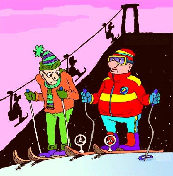 Горные лыжи карикатура