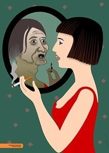 Карикатура на курящую женщину