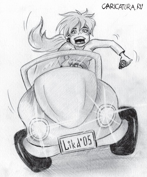 Девушка за рулем карикатура