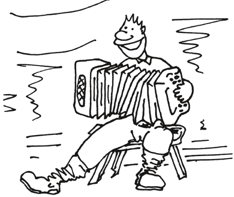 Раскраска парень с гармошкой