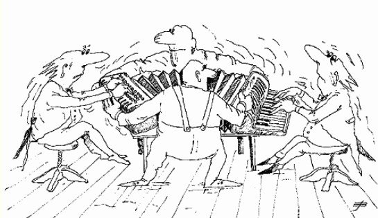 Аккордеонист карикатура
