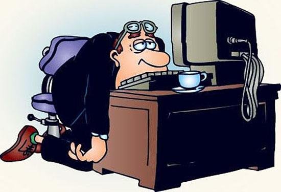 Сидит за компом карикатура