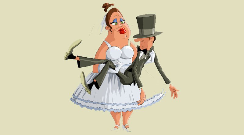 Адвокат для сбежавшего жениха. Невеста тащит жениха. Жених и невеста карикатура. Невеста карикатура. Карикатура на свадьбу смешные.
