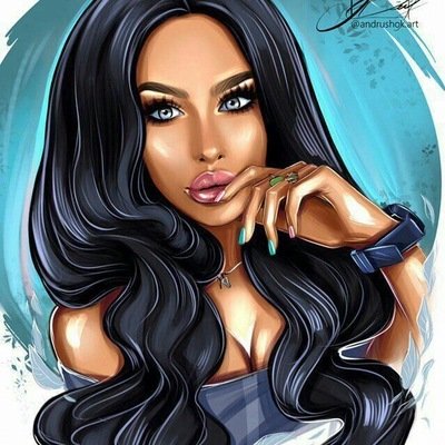 Шарж брюнетка с длинными волосами