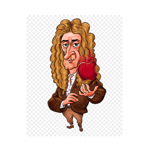 Исаак Ньютон шарж