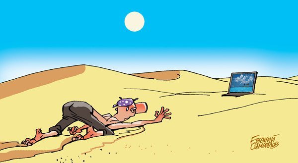 Человек полезет по пустыне