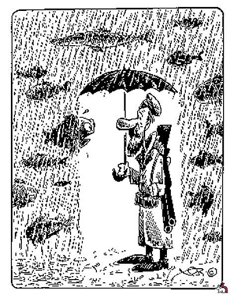 Карикатура под дождем