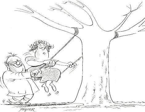 Рисунки смешные на качеле