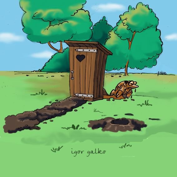 Деревянный туалет карикатура