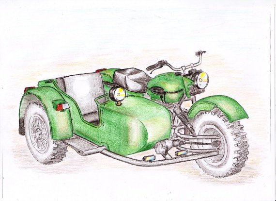 Нарисовать мотоцикл Урал