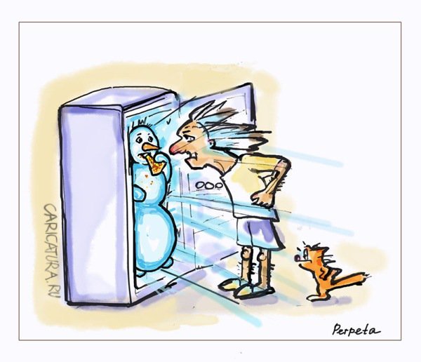 Кот ворует сосиски из холодильника