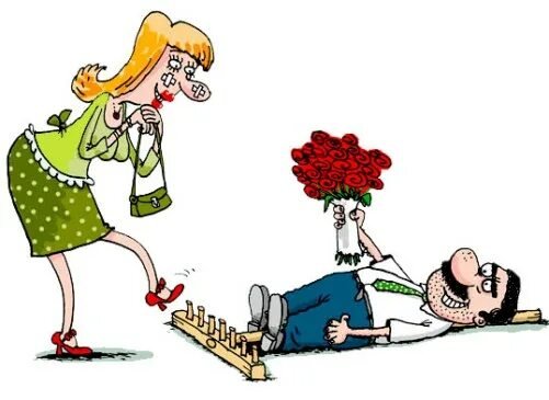 Карикатура с цветами