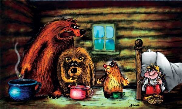 Карикатура на Машу и трех медведей