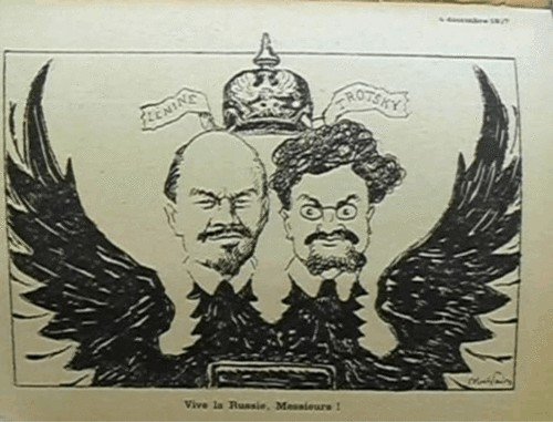 Карикатуры на Ленина и Троцкого