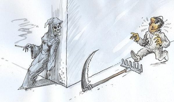Карикатура смерть с косой