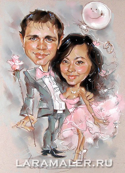 Шарж пара на пляже