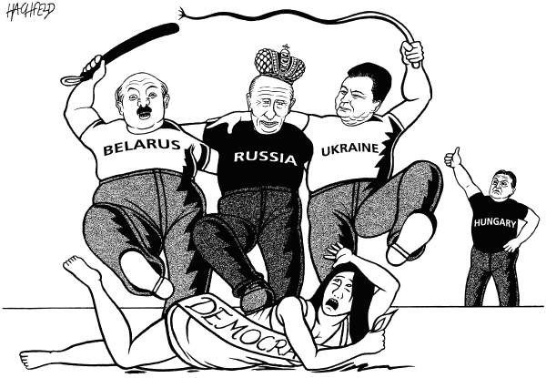 Карикатуры на Путина и Лукашенко