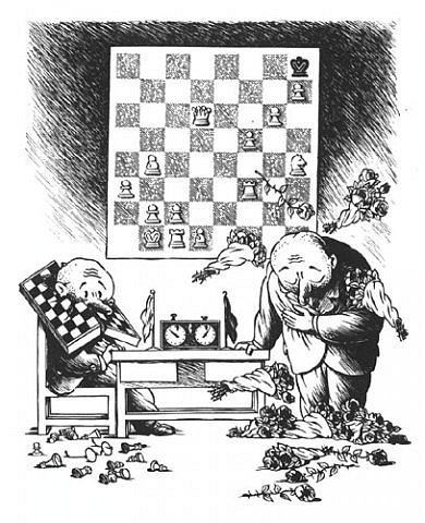 Карикатура про шахматистов США И СССР
