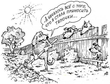 Карикатура медведь и охотник