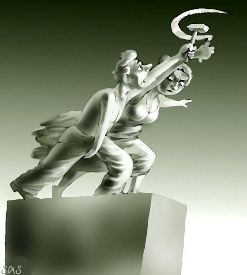 Рабочий и колхозница карикатура